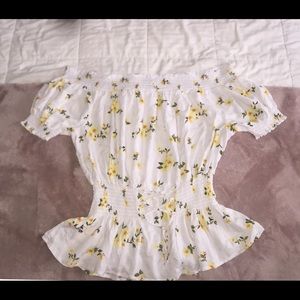 Plus size white floral off the shoulder top